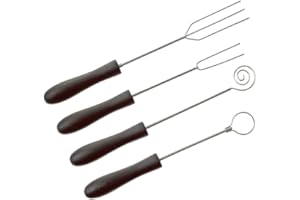 LOUIS TELLIER – Lot de 4 Fourchettes à Chocolat en Inox – Broches à Tremper avec Manche Plastique – Pour Enrobage et Décoration de Bonbons, Truffes et Pralinés