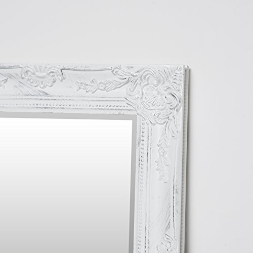 Wandspiegel Weiß mit Silber Barock Spiegel shabby chic NEU 47 x 37 cm mit Facettenschliff - 2