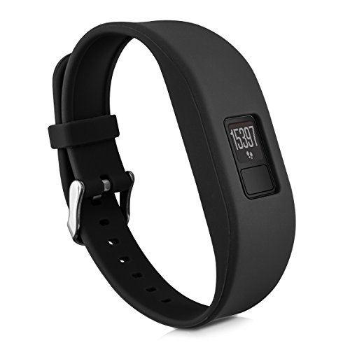 kwmobile 2in1 Set: 2x Sport Ersatzarmband für Garmin Vivofit 3 in Schwarz Dunkelblau Innenmaße: ca. 15,5 – 21,5 cm – Silikon Armband mit Uhrenverschluss ohne Tracker - 3