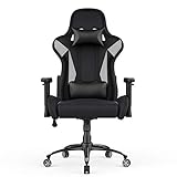 AmazonBasics Fauteuil de bureau et de gaming, style course, gris