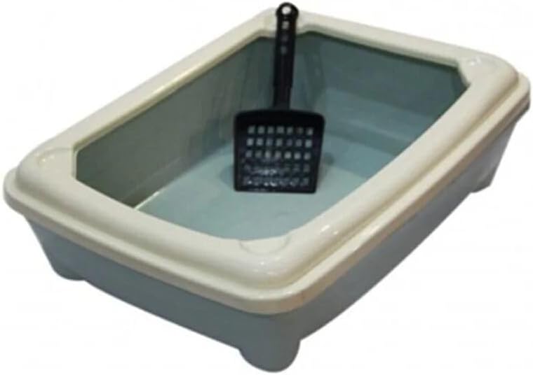 Kürekli Izgaralı Açık Kedi Tuvalet Kabı – Sıçrama Önleyici, Yüksek Kenarlı, Kolay Temizlenebilir Plastik Kedi Kumu Kabı (METALİK GRİ) - Görsel 16