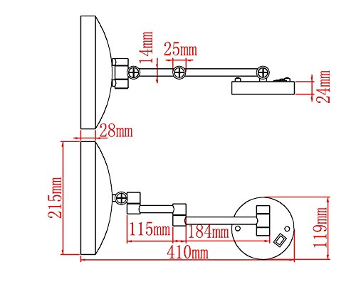 GuRun Wand LED Kosmetikspiegel Beleuchtet 10 Fach Vergroesserung,durchmesser 25cm,verchromt M1807D(25CM,10X) - 5