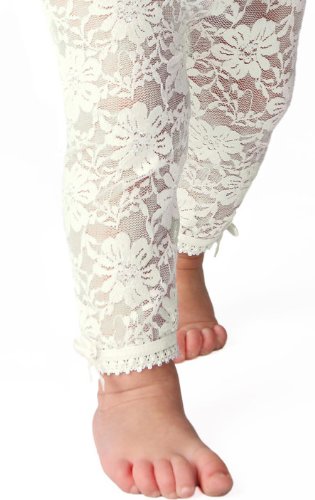 Lacy Leggings -Satin Bows - Gift Pouch Baby Emporio - 12-24 Months -Cream