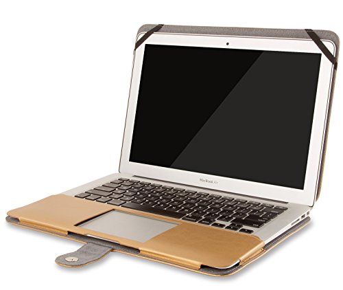 MOSISO Premium Qualität PU Leder Schutzhülle Tasche Hülle Sleeve Aktentasche Case für MacBook Air 13 Zoll (A1369 / A1466), Gold - 4