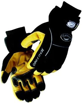 Caiman 2960-6 Extra Large Waterproof Pig Grain Leather Winter Multi Activity Gloves with Heatrac Micro Fiber Insulation, Gold and Black
