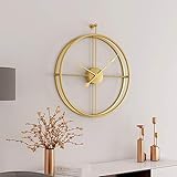 IBalody Nordic Eisen Kunst Kreative Retro Wanduhr Wohnzimmer Einfache Große Uhr Studie Handwerk Kunst Dekoration Quarz Nicht Späte Stumm Uhr Qualität Collectibles (Color : Gold)