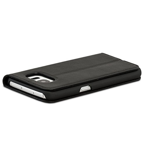 CASEZA Galaxy S7 Funda tipo libro piel PU Negro - Case Cover Carcasa plegable cartera Oslo piel vegana premium para Samsung Galaxy S7 original - Ultrafina con cierre magn  tico