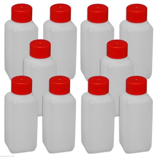 10 Stück 100 ml Plastikflasche, Abfüllflasche mit Deckel und Dichtung, PE-Flasche