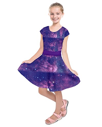 Cowcow Girls Gradient Galaxy Casual Toddler Short Sleeve Dress