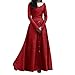 Produktbild VEMOW Herbst Frühling Elegante Damen Karneval Plus Size Solide Vintage Renaissance Langarm Verband Langes Partykleid(Rot, EU-32/CN-S)