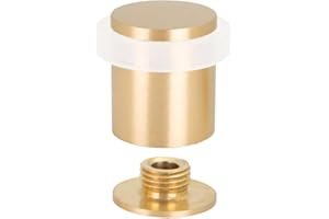 EVI HERRAJES Ogranicznik drzwi | 24 x 30 | Mosiądz | Podstawa gwintowana | Zawiera śrubę + kołek zaciskowy | Mod. I-19124x30| EVI Okucia (mosiądz matowy - Biała guma)