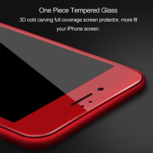 iPhone 7 Plus Panzerglas, VIUME Full-Cover HD Displayschutzfolie Edge to Edge 3D Panzerglasfolie 9H Tempered Glass Hartglas Glasfolie Handy Schutzglas Schutzfolie (5.5 Zoll) (Rot) - 7
