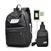 Produktbild Puretime 2PCS / gesetztes Mann-Frauen-Laptop-Beutel USB-Rucksack + Kasten-Satz 14.1Inch Laptop-Notizbuch-Rucksack-Spielraum-Segeltuch-Schule-Rucksack (black)
