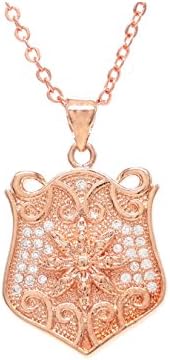 Genuine rose gold plated drop pendant necklace with clear white round gemstones and black necklace box purple jewelry gift bag (45)