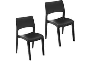 URBN GARDEN Modern Garden Durable Comfy Plastic Patio Outdoor Furniture Chair Set of 1/2/4 | Weather UV Resistant Chairs for Outdoor Living | White or Anthracite Colours