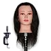 Training Head 100% Real Human Hair Cosmetology Hairdressing Mannequin Manikin Doll (Table Clamp Holder Included) EHA0212P
