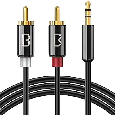 Beikell Câble RCA Jack Audio 2M, Stéréo Jack 3.5mm Mâle vers 2 RCA Mâle Y Auxiliaire Audio Câble pour Téléphone/iPhone/iPod/Amplificateur/Enceinte/HDTV/Cinéma Maison/vidéoprojecteur et etc.