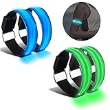 SEALEN LED Sportarmband, Superhelles Hochsichtbares Sicherheitslicht-Up Glow Armband, Sportarmband Reflektorstreifen mit LED-Blinklichtern zum Laufen Joggen im Freien zu Fuß bei Nacht 4 PCS