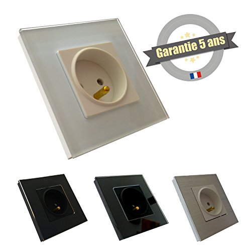 Prise murale 220V design Lumtouch en verre blanc Prise murale 220V design Lumtouch en verre blanc