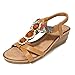 Produktbild Damen Sandalen Römersandalen Sommer Sandaletten Böhmische Strass Schuhe Slingback Keilabsatz Sommerschuhe Römersandalen T-Spangen Strandschuhe Sandals (EU:36, Braun)