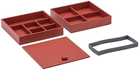 Cubics Taormina Cubi Duo Travel Set 1 6 &amp; 1/4 °Fächrig – Charcoal Silicone Band Red Leather, 544065