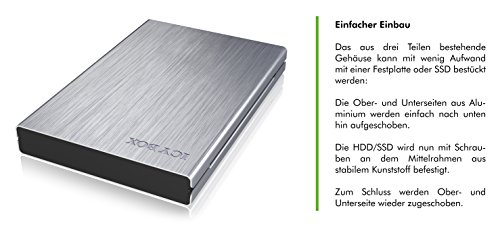 Icy Box IB-241WP Externes Gehäuse für 2,5 Zoll SATA HDD & SSD, USB 3.0 (UASP), Schreibschutz gegen Datenverlust/Virusinfektion, Aluminium, grau - 6