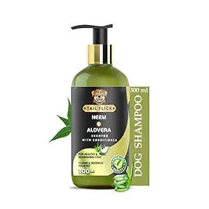 Tail Flick Neem & Alovera Shampoo for Dogs & Cats, Sensitive Skin Formula with Anti-Allergic, Anti-Bacterial, Anti-fungal Properties