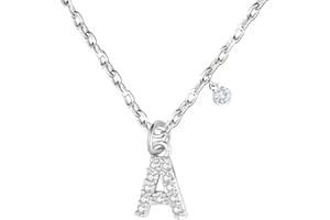 GUOYU 26 Collier Initiale Lettre d'Anniversaire pour Femme Fille, Collier avec Lettre en Zircons d'Argent Pendentif, Personnalisation Idées Cadeaux Anniversaire Célébration