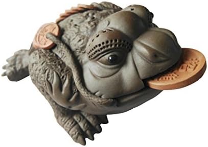 NimaTea Chinese Tea Pet Zisha Lucky Toad, Offers Traditional Handmade Purple Clay Teapet on Your Kung Fu Tea Tray, Kept by Collectors and Tea Lovers for Prosperity and Good Luck.