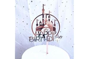 AILEXI Toppers acrilici decorati con 1 glitter per torta - Happy Birthday Pink Castle