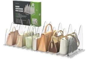 ANTOWIN 2 Pack Clear Purse Organizers for Closet, Adjustable Shelf Divider, Handbag Separators Storage Organizer, Shelf Divider in Bedroom, Office, Kitchen