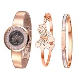 Xinge XG181005 Armreif- und Armbanduhr-Set für Damen, Roségold, 3 Stück