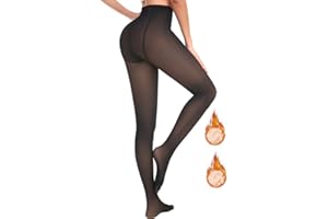 Jiuday Collant Polaire Femme Effet Transparent, Collants Thermiques, Collant Chaud Femme Hiver, Collant Opaque Grande Taille Élasticité Taille Haute