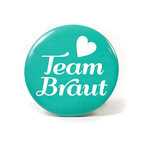 6 Frau Wundervoll JGA Buttons türkis - Team Braut, Ø 5,6 cm - Junggesellinnenabschied / Hen Party / Anstecker