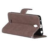 BONROY® Tasche Hülle für Handyhülle für Lenovo A5000 Retro matte Leder PU Leder Flip Schutzhülle Case Cover Etui Lederhülle mit Silikon Back Cover PU Leder Handytasche im Bookstyle Stand Funktion Kartenfächer Schale Stoßfest Handyhülle für Lenovo A5000 - 