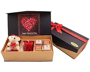 ZOROY Luxury Chocolate Valentines day Combo box of chocolates - 40gms candle and cuddly teddy For Girlfriend | BoyFriend Anniversary Gifts For Wife | Husband | Love Message Chocolates