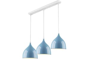 MENGJAY TRADE Lampadario Moderno, E27 Plafoniera,Moderno Metallo Lamapada a Sospensione Industriale Lampada Lampadario Lustro Soffitto Industrial da Soffitto Illuminazione a sospensione Lampada(Blu)
