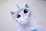 Aivtalk Unisex Flanell Pajama Schlafanzug Kostüm, für Fasching Kinderparty Karneval, Einteilig Nachtwäsche Tierkostüm Jumpsiut Gr.L für Körpergrößer 170-180cm - Einhorn Blau/Weiß -