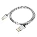 Produktbild Interesting® 0.5M Silber Nylon geflochten Aluminium USB 3.1 Typ-C 2A Schnell-Daten & Sync Ladegerät Ladekabel