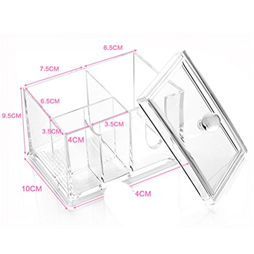 Halterung für Wattepads und Wattestäbchen, Make-up-Organizer aus Acryl, Aufbewahrungsbox - 3