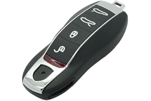 BROVACS Coque de remplacement + Clé d'insertion d'urgence vierge non coupée Compatible avec PORSCHE Macan Boxster Cayenne 4 boutons Télécommande de clé sans clé intelligente PG923B