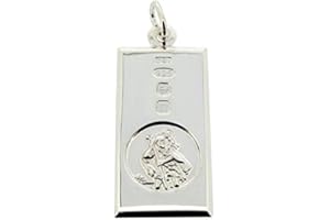 CHRISTOPHER JAMES OF LONDON Solid 925 Sterling Silver St Christopher Ingot Pendant With Custom Hallmark 27mm x 14mm In Gift Box