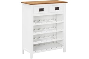 vidaXL Solid Oak Wood Wine Cabinet Kitchen Wine Rack Freestanding Storage Display Shelf Living Room Wooden Bottle Holder Furniture