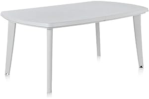 SP Berner Shaf - Atlantic | Muebles Jardin Exterior - Mesa Comedor Extensible Exterior | Mesa Extensible Jardin hasta 225 cm | Fabricado en España con Materiales Reciclados - Color Blanco