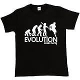Evolution of a Rugby Player Black Mens Cotton Short Sleeve T-Shirt Size L