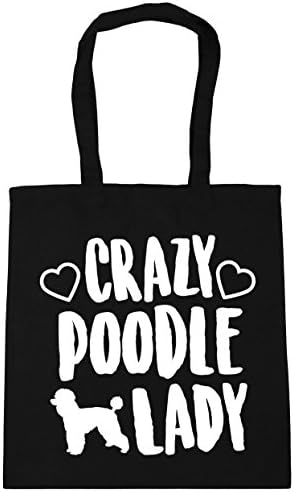 Hippowarehouse Crazy poodle lady dog Tote Shopping Gym Beach Bag 42cm x38cm, 10 litres
