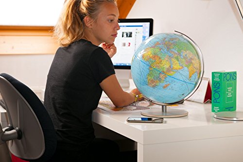 Preisvergleich Produktbild Columbus Duplex Leuchtglobus, 30 cm Durchmesser: maschinelle Fertigung, Edelstahlmeridian, Holzsockel mit Edelstahlapplikation (Classic Line by COLUMBUS)