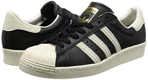 adidas Unisex-Erwachsene Superstar 80s Turnschuhe, Blau (Cblack/Ftwwht/Goldmt), 41 1/3 EU -