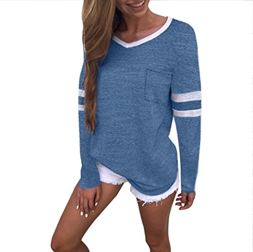 NPRADLA Womens 2018 V Neck Long Sleeve Pocket Blouses T-Shirts Tops