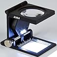 ILIKA 10X Folding Magnifier Measure Scale Reading Lens LED Light Magnifying Glass | Magnifiers Jewelry, Watch, Mobile Repair Loupe Magnifier | Magnifying Glass Scale for Textile Optical Jewelry Repair